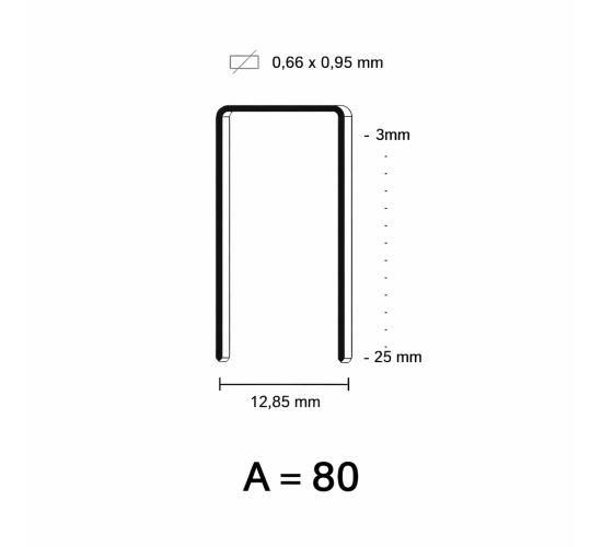 80 Staple, black crown, 10 mm