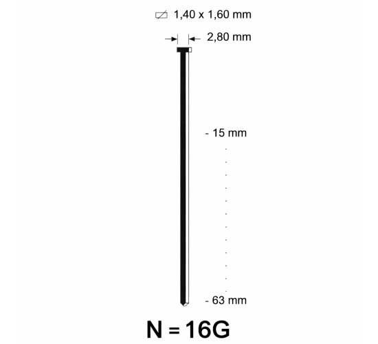 N Brad (16G) galvanized - different lengths