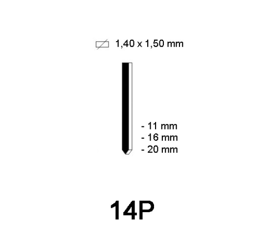 16G Pin type 14P, kunststof, diverse lengtes