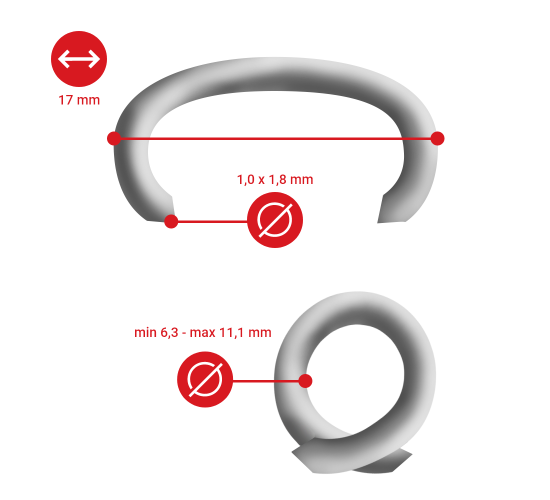 C-ring RING616 RVS Scherp