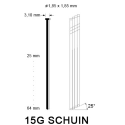 FN15 Brad, roestvrij staal, schuin, diverse lengtes