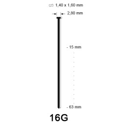 16G Brad, roestvrij staal, diverse lengtes