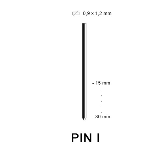 Pin I (18G), diverse afmetingen