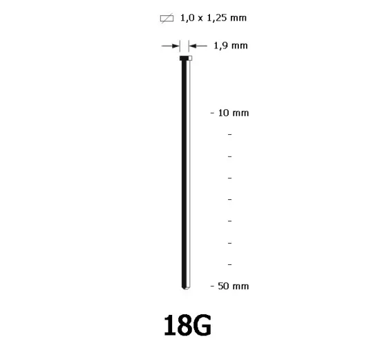 18G Brad, stainless steel, different lengths 18G Brad, stainless steel, different lengths