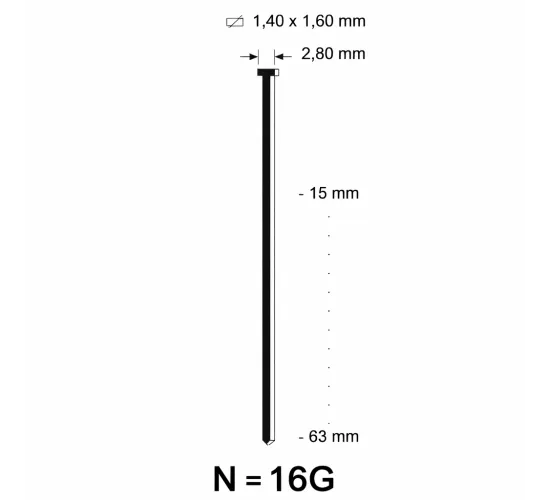 N Brad (16G) galvanized - different lengths