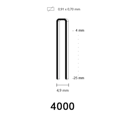 4000 Staple, stainless steel, different lengths 4000 Staple, stainless steel, different lengths